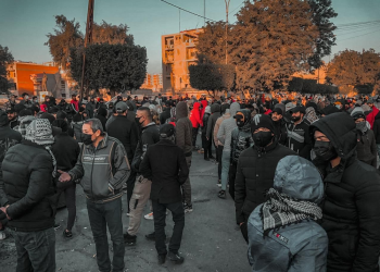 تظاهرات گسترده معترضان به نتایج انتخابات در مقابل منطقه سبز بغداد