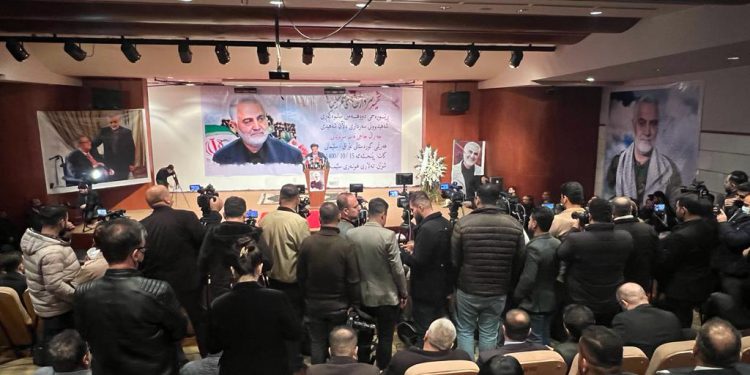 مراسم بزرگداشت شهیدان سلیمانی و مهندس در سلیمانیه + تصاویر