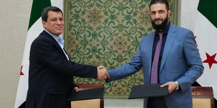 توافق بر سر ادغام نهادهای غیرنظامی و نظامی شمال شرق سوریه در چارچوب حکومت این کشور
