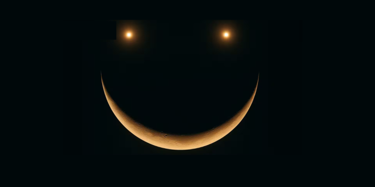 صورتک خندان حاصل همترازی نادر سیارات در آسمان شب