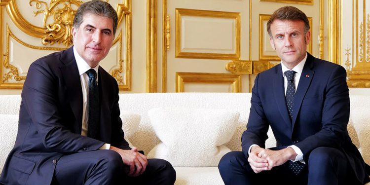 مکرون و بارزانی بر تضمین حقوق اقلیتها در سوریه و حل اختلافات از طریق گفتوگو تأکید کردند