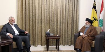 ئیسماعیل هەنیە لە گەڵ سەید حەسەن نەسروڵڵا کۆبووە